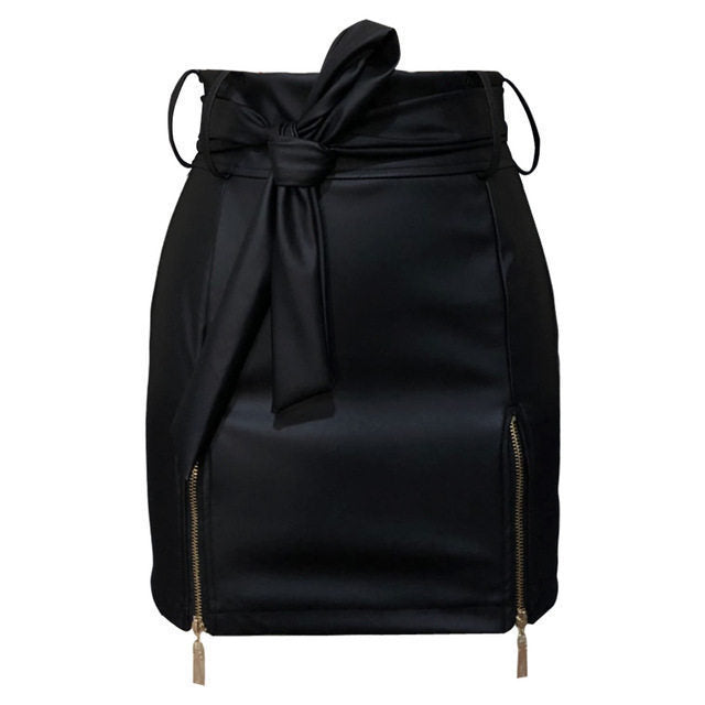 PU Leather Skirt Ladies Short Mini Skirts